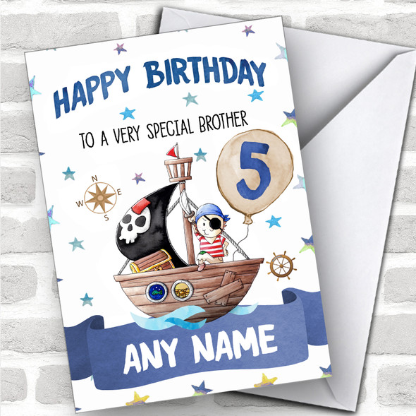 Personalized Boys Birthday Card Pirate 1St 2Nd 3Rd 4Th 5Th 6Th Brother