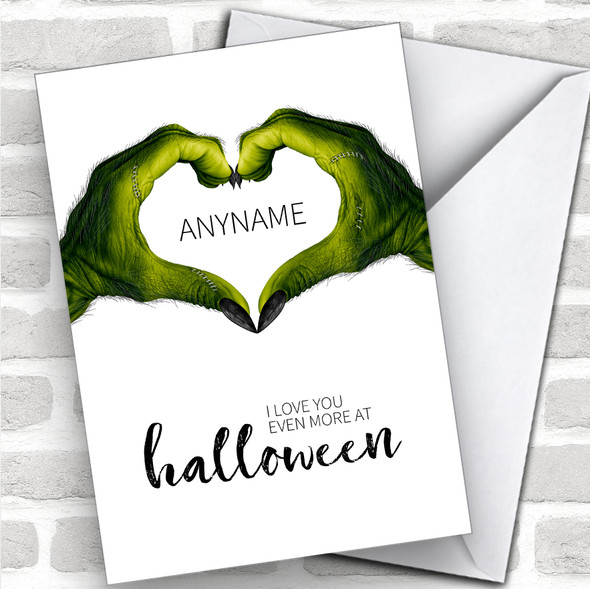 Scary Monster Hands Love Personalized Happy Halloween Card