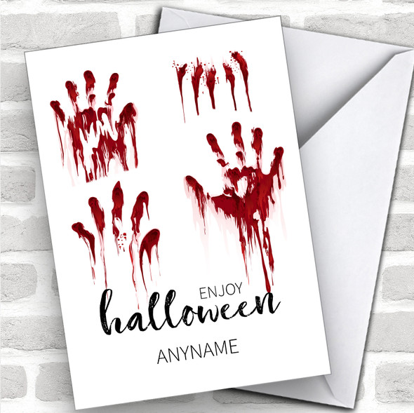 Scary Hand Prints Personalized Happy Halloween Card