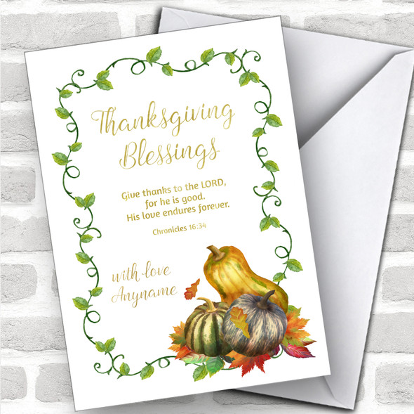 Thanksgiving Blessings & Squashes Personalized Happy Thanksgiving Card