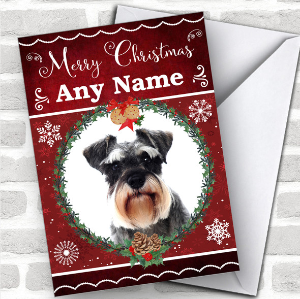 Miniature Schnauzer Dog Traditional Animal Personalized Christmas Card