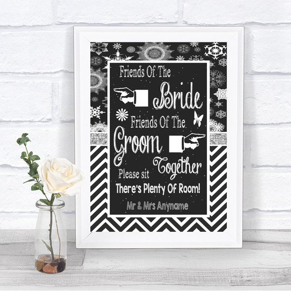 Chalk Winter Friends Of The Bride Groom Seating Personalized Wedding Sign