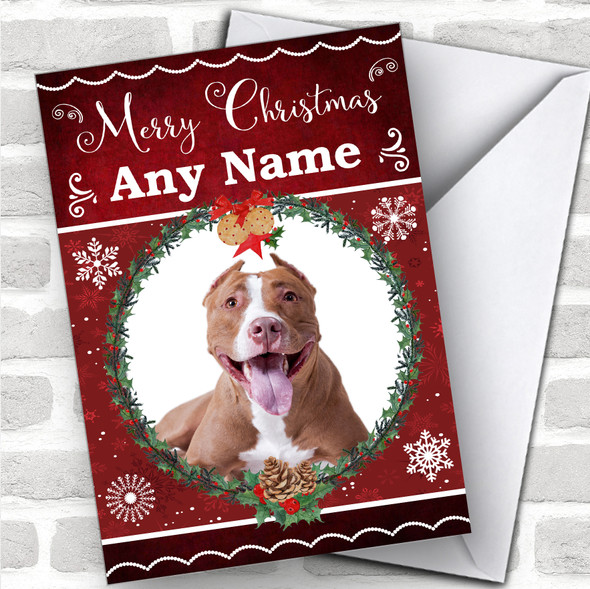 Pit Bull Terrier Dog Traditional Animal Personalized Christmas Card