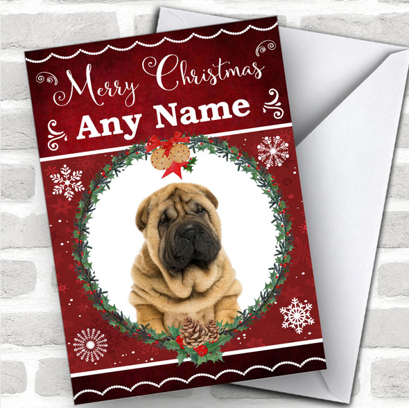 Shar-Pei Dog Traditional Animal Personalized Christmas Card