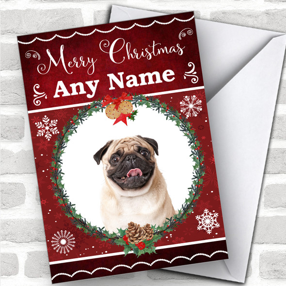 Pug Dog Traditional Animal Personalized Christmas Card