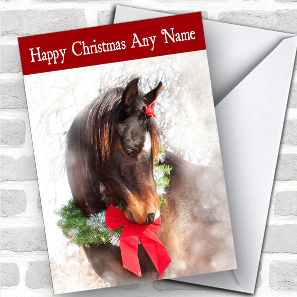 Festive Horse Animal Personalized Christmas Card