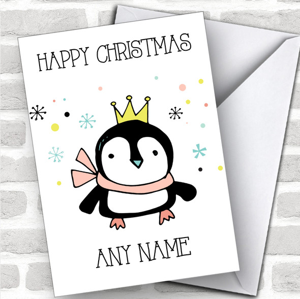 Penguin With Crown Children's Personalized Christmas Card