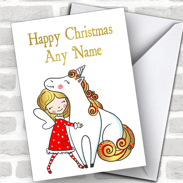 Fairy & Unicorn Children's Personalized Christmas Card