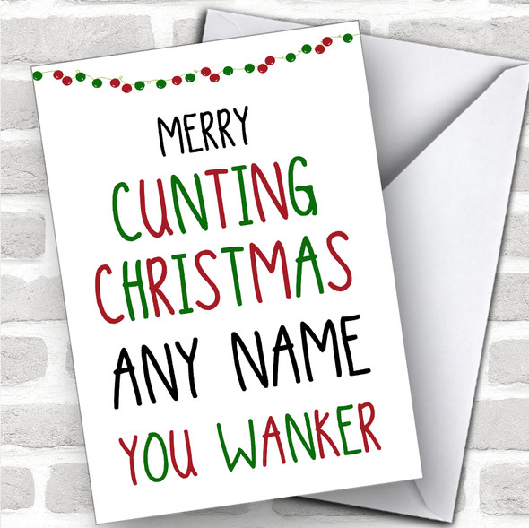 Offensive Cunting Xmas Wanker Type Range Funny Joke Personalized Christmas Card