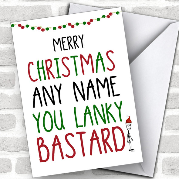 Offensive Lanky Bastard Type Range Funny Joke Personalized Christmas Card