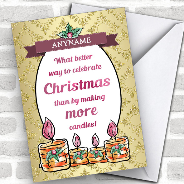 Candle Making Gold Style Hobbies Personalized Christmas Card