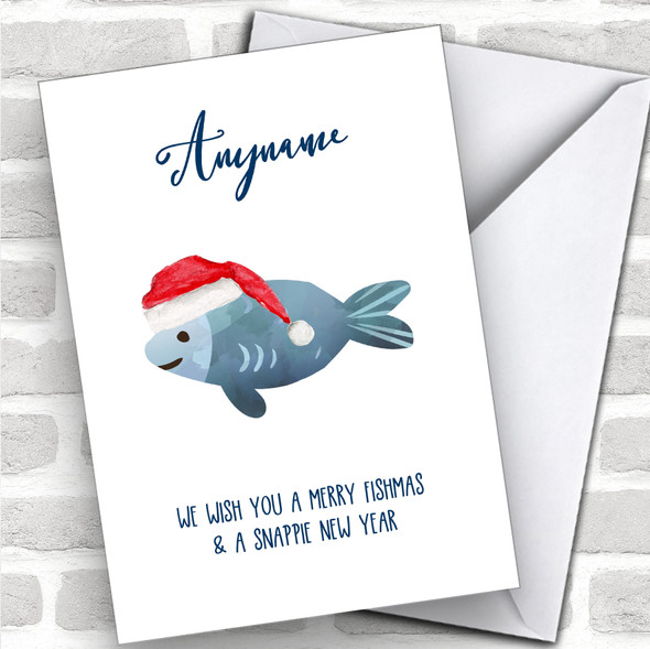 Fishing Funny Fishmas Hobbies Personalized Christmas Card