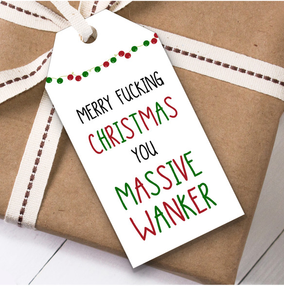 Funny Rude Offensive Adult Wanker Christmas Gift Tags