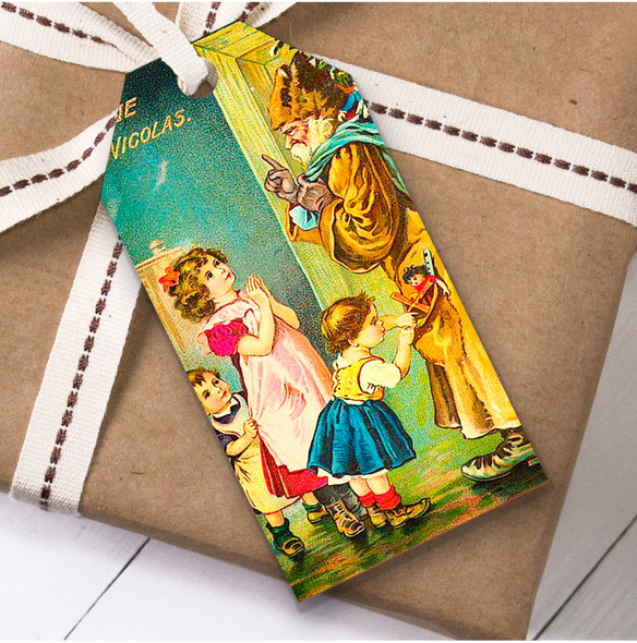 Vintage Traditional Awake Children Christmas Gift Tags