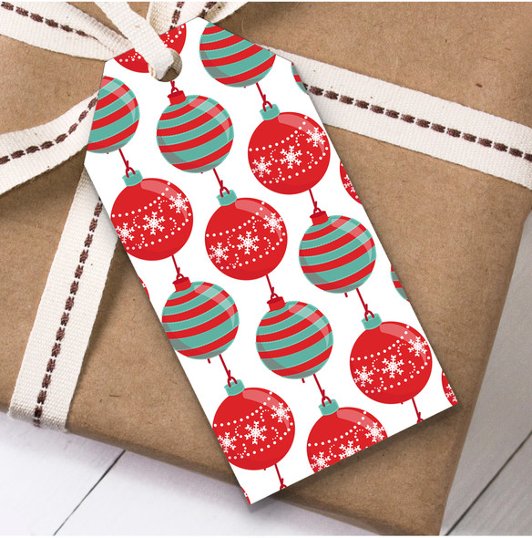 Bright Red Green Baubles Christmas Gift Tags