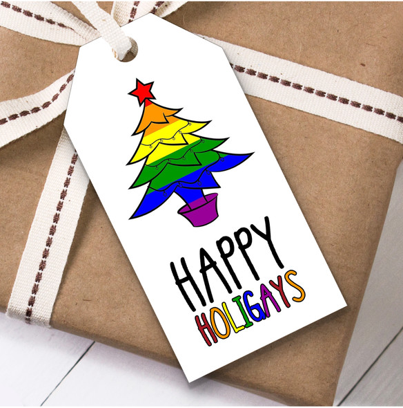 Gay Pride Happy Holigays Christmas Gift Tags