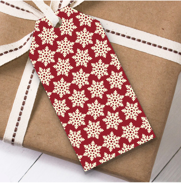 Red Cream Snowflakes Christmas Gift Tags