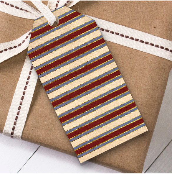 Vintage Blue Stripes Christmas Gift Tags