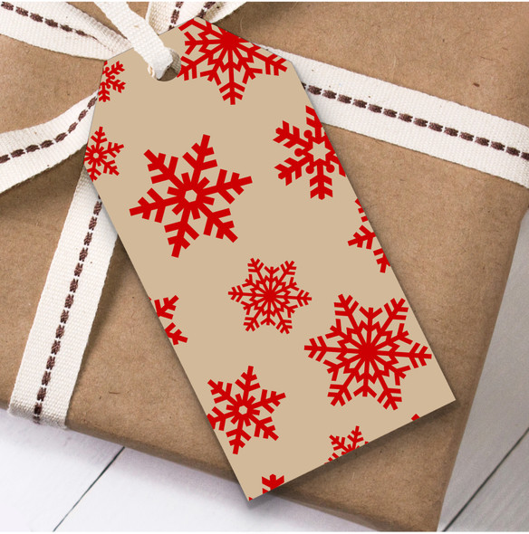 Big Red Snowflakes Christmas Gift Tags