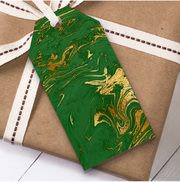 Green Gold Marble Christmas Gift Tags