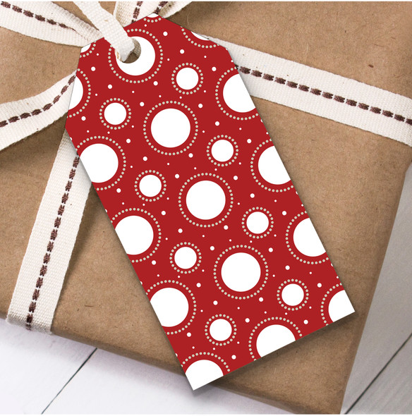 Red White Circles Christmas Gift Tags