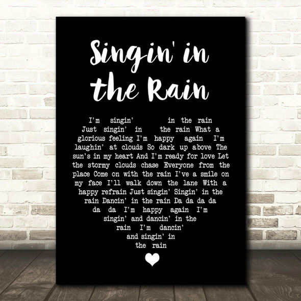 Gene Kelly Singin' in the Rain Black Heart Song Lyric Print