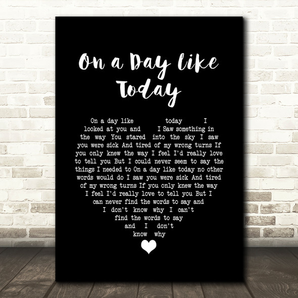 Keane On a Day Like Today Black Heart Song Lyric Print