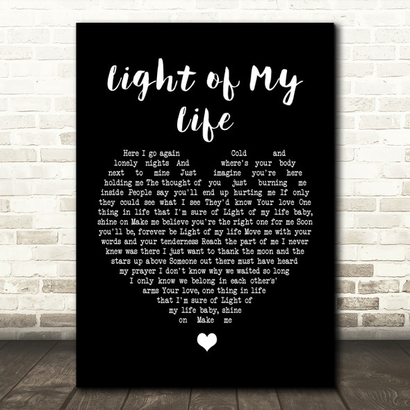 Louise Redknapp Light of My Life Black Heart Song Lyric Print