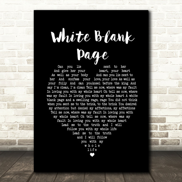 Mumford & Sons White Blank Page Black Heart Song Lyric Print