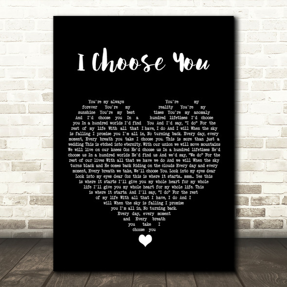 Ryann Darling I Choose You Black Heart Song Lyric Print