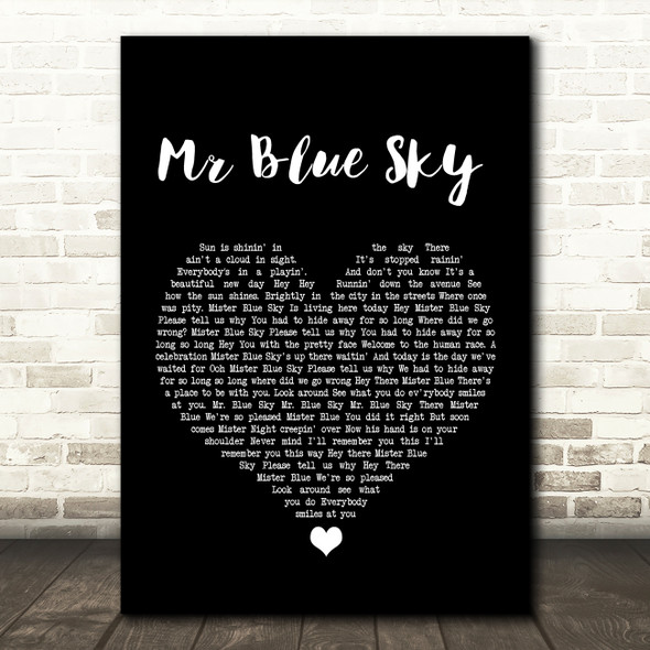 ELO Mr Blue Sky Black Heart Song Lyric Print