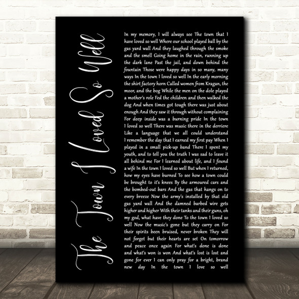 Phil Coulter The Town I Loved So Well Black Script Song Lyric Print