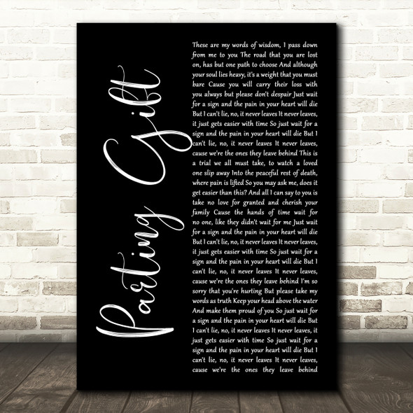 Our Hollow, Our Home Parting Gift Black Script Song Lyric Print