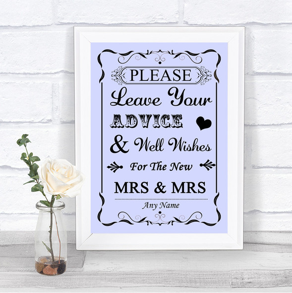 Lilac Guestbook Advice & Wishes Lesbian Personalized Wedding Sign