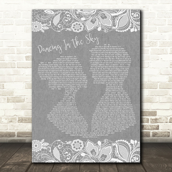 Dani And Lizzy Dancing In The Sky Burlap & Lace Grey Song Lyric Quote Print