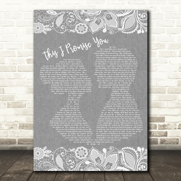 Ronan Keating This I Promise You Burlap & Lace Grey Song Lyric Quote Print