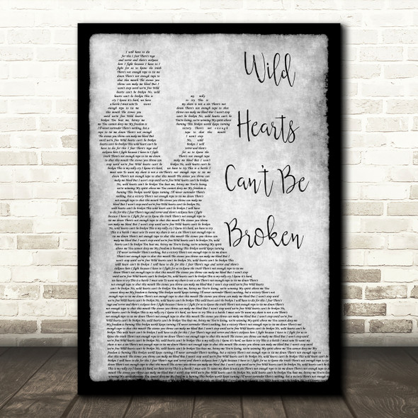 Pink Wild Hearts Can't Be Broken Man Lady Dancing Grey Song Lyric Quote Print