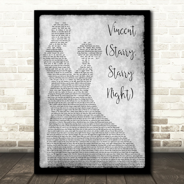 Don McLean Vincent (Starry, Starry Night) Man Lady Dancing Grey Song Lyric Print