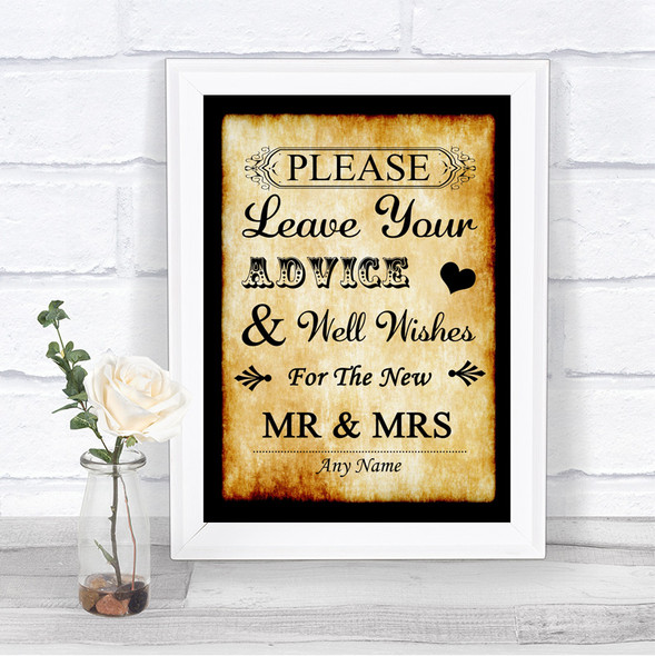 Western Guestbook Advice & Wishes Mr & Mrs Personalized Wedding Sign