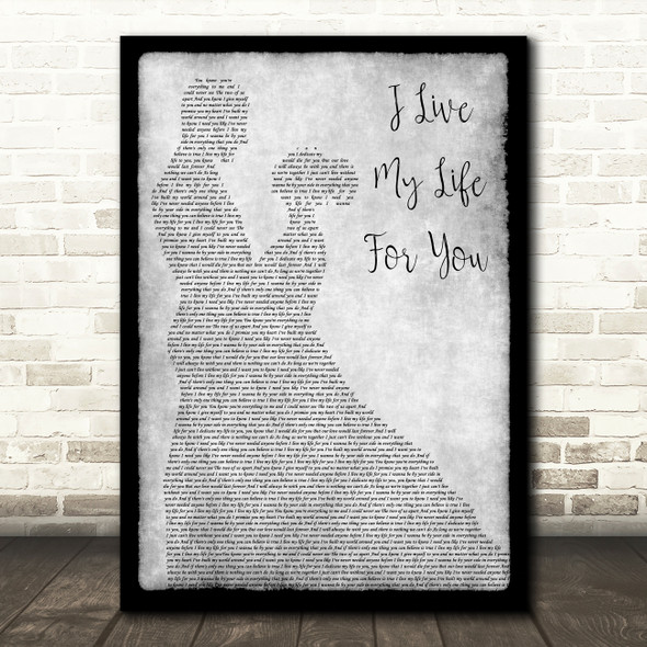 Firehouse I Live My Life For You Man Lady Dancing Grey Song Lyric Quote Print