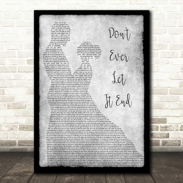 Nickelback Don't Ever Let It End Man Lady Dancing Grey Song Lyric Quote Print
