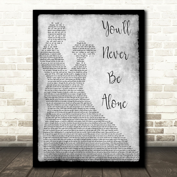 Anastacia You'll Never Be Alone Grey Song Lyric Man Lady Dancing Quote Print