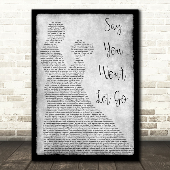 James Arthur Say You Won't Let Go Man Lady Dancing Grey Song Lyric Quote Print