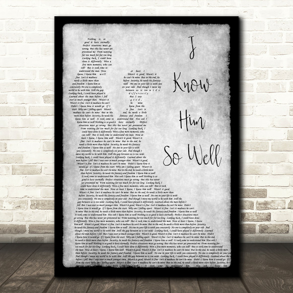 Whitney Houston I Know Him So Well Man Lady Dancing Grey Song Lyric Quote Print
