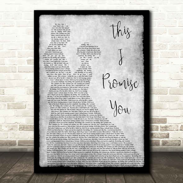 Ronan Keating This I Promise You Grey Song Lyric Man Lady Dancing Quote Print