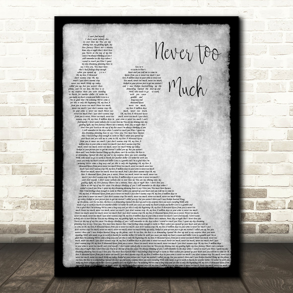 Luther Vandross Never Too Much Man Lady Dancing Grey Song Lyric Quote Print