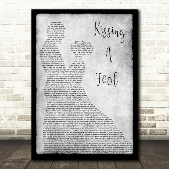 George Michael Kissing A Fool Man Lady Dancing Grey Song Lyric Quote Print