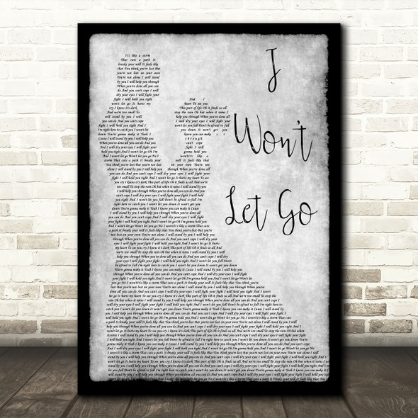 Rascal Flatts I Won't Let Go Grey Song Lyric Man Lady Dancing Quote Print