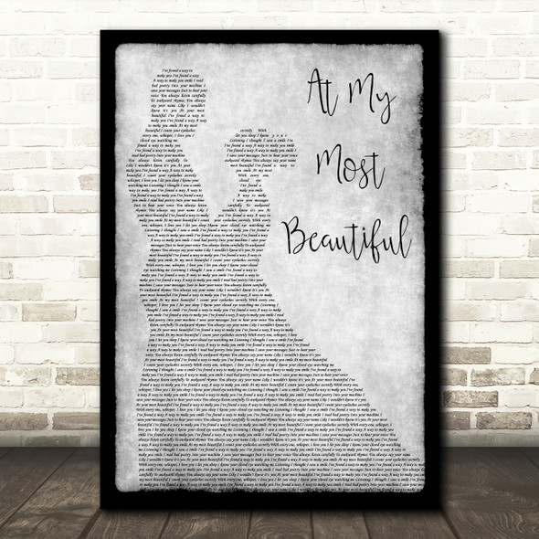 R.E.M. At My Most Beautiful Man Lady Dancing Grey Song Lyric Print