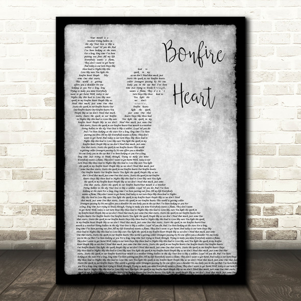 James Blunt Bonfire Heart Man Lady Dancing Grey Song Lyric Quote Print